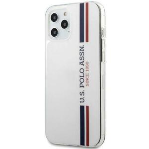 Husa Protectie Spate U.S. Polo Tricolor Vertical Stripes USHCP12LPCUSSWH pentru Apple iPhone 12 Pro Max (Alb) imagine