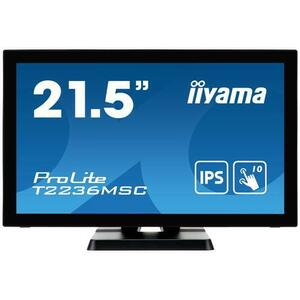 Monitor IPS LED iiyama PROLITE 21.5inch T2236MSC-B3, Full HD (1920 x 1080), VGA, HDMI, DisplayPort, Touchscreen, Boxe (Negru) imagine