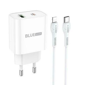Incarcator Retea BLUE Power BCL80A Rapido, 20W, USB Type-C, Quick Charge + cablu Lightning, 1m (Alb) imagine