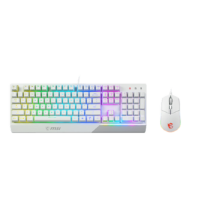 Kit Tastatura si mouse MSI VIGOR GK30 COMBO, layout UK, USB, iluminare RGB (Alb) imagine