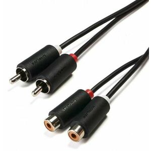 Cablu audio Serioux SRXC-AV1.5M03, 2 porturi RCA tata - 2 porturi RCA mama, conductori 99.99% cupru fara oxigen, 1.5 m (Negru) imagine
