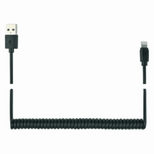 Cablu alimentare si date Gembird, USB 2.0 (T) la Lightning (T), 1.5m, spiralat, Negru, CC-LMAM-1.5M imagine