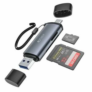 Card reader TECH-PROTECT UltraBoost, micro SD / SD, conectori USB si USB-C, 5Gbps (Gri) imagine