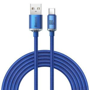 Cablu Date si Incarcare USB-A - USB-C Baseus Crystal Shine, 100W, 2m, Albastru CAJY000503 imagine