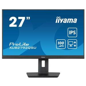 Monitor IPS LED Iiyama 27inch XUB2792QSU-B6, WQHD (2560 x 1440), HDMI, DisplayPort, Boxe, Pivot, 100 Hz, 0.4 ms (Negru) imagine