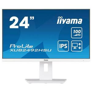 Monitor IPS LED iiyama ProLite 23.8inch XUB2492HSU-W6, Full HD (1920 x 1080), HDMI, DisplayPort, Boxe, Pivot (Alb) imagine