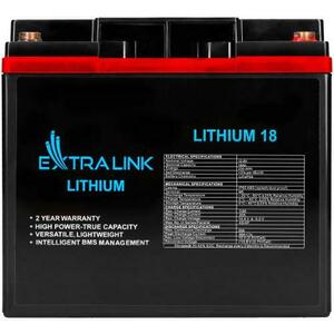 Baterie LiFePO4 pentru UPS, Extralink, 18Ah, 12.8V, BMS, IP65, ABS, M5, Multifunctionala, Negru imagine