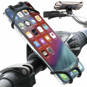 Suport telefon bicicleta, material antiaderent, unghi reglabil, universal, silicon, negru imagine