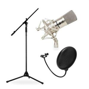 Auna Microfon de scenă & studio, set CM001S cu microfon, stativ și scut de microfon imagine