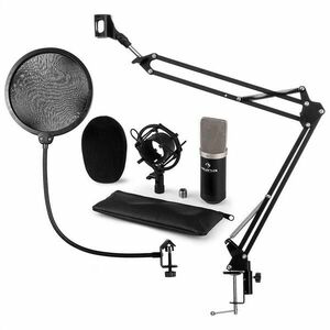 Auna CM003, set de microfon V4, microfon condensator XLR, braț de microfon, filtru pop, culoare neagră imagine