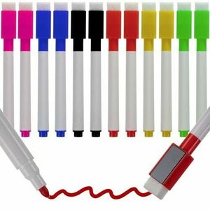 Set 12 markere cu stergere uscata, 6 culori, burete stergere si magnet, universale imagine