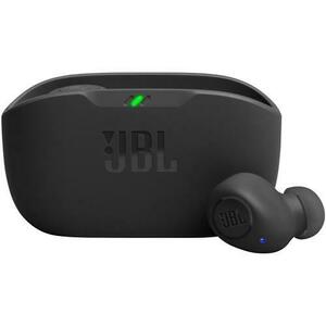 Casti True Wireless JBL Wave Buds, Bluetooth, Deep Bass, 32 ore, Waterproof IPX2 (Negru) imagine