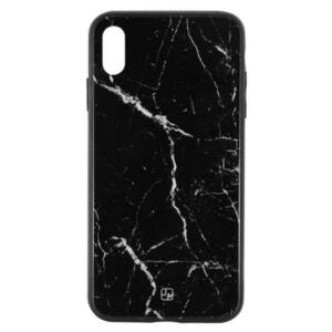 Protectie Spate Just Must Glass Print Black Marble pentru iPhone XS Max (Negru/Alb) imagine