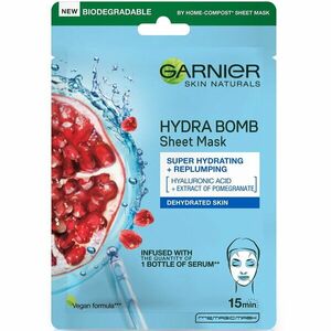Masca servetel Garnier Moisture + Aqua Bomb cu rodie, 32 g imagine
