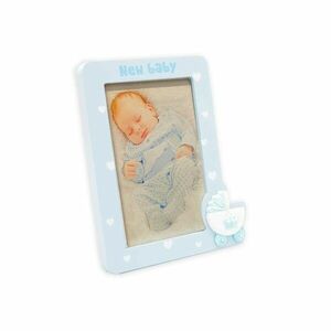 Rama foto New Baby, cadru din lemn, format 10x15, pentru birou, albastru pastel imagine