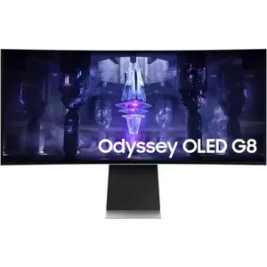 Monitor OLED Samsung Odyssey G8 G85SB 34" Curbat UWQHD 0.1ms Argintiu imagine