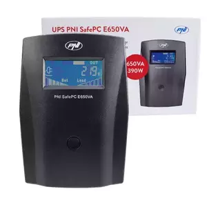 UPS PNI SafePC E650VA, putere 390W, 1.8A, iesire 2 x 230V, ecran LCD imagine