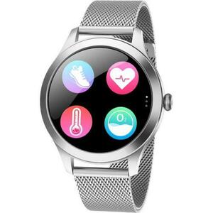 Smartwatch Maxcom FW42, ecran TFT 1.09”, IP68, bratara metalica, Bluetooth, Android / iOS (Argintiu) imagine