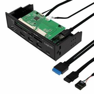 HUB intern LOGILINK, USB 3.0 x 3, USB Type C, porturi: SD, MicroSD, M2, MS, XD, CF, eSATA, conectare prin USB 2.0/SATA (Negru) imagine