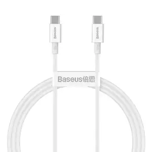 Cablu pentru incarcare si transfer de date Baseus Superior, 2x USB Type-C, 100W, 1m, Alb imagine