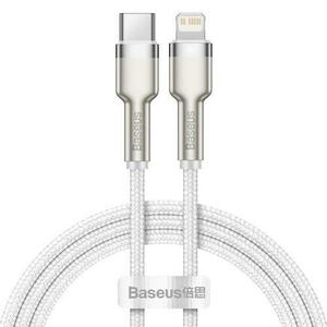 Cablu pentru incarcare si transfer de date Baseus Cafule Metal, USB Type-C/Lightning, Power Delivery 20W, 2m, Alb imagine