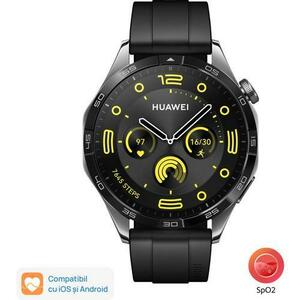Smartwatch Huawei Watch GT 4, Ecran 1.43inch, 46mm, Bluetooth, Curea Fluoroelastomer, Waterproof 5 ATM (Negru) imagine