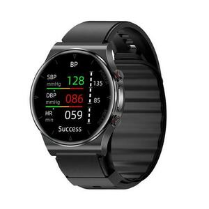 Smartwatch iSEN Watch P70 cu bratara neagra din TPU, Ecran HD 1.32inch, Tensiometru cu manseta gonflabila, EKG, HR, Temperatura, Oxigen SpO2 (Negru) imagine