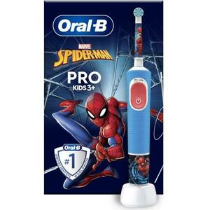 Periuta de dinti electrica Oral-B Pro Kids Spiderman pentru copii, Curatare 2D, 2 programe, 1 capat, 4 autocolante, Albastru imagine