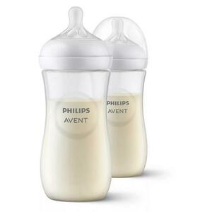 Set de 2 biberoane pentru nou-nascuti Philips Avent Natural Response, SCY906/02, 330 ml, tetina debit 4, 3 luni + imagine