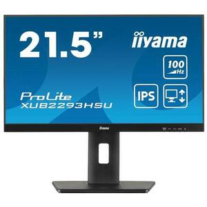 Monitor IPS LED Iiyama 21.5inch XUB2293HSU-B6, Full HD (1920 x 1080), HDMI, DisplayPort, Boxe, Pivot, 100 Hz, 1 ms (Negru) imagine
