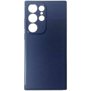 Husa de protectie Devia Carbon Fiber Texture Shockproof pentru Samsung Galaxy S23 Ultra, Albastru imagine