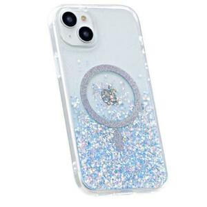 Husa Devia Shiny Series Original Design Magnetic compatibila cu iPhone 15 Plus, Transparent / Albastru imagine