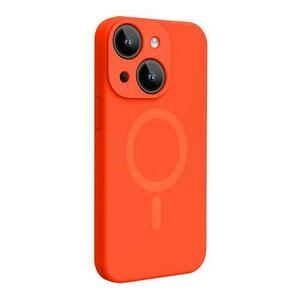 Husa Lemontti Liquid Silicon MagCharge compatibila cu iPhone 15, Portocaliu Neon, protectie 360 grade, material fin, captusit cu microfibra imagine