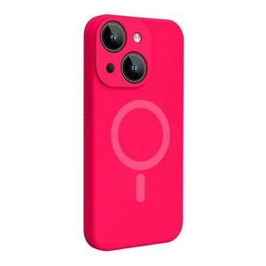 Husa Lemontti Liquid Silicon MagCharge compatibila cu iPhone 15, Roz Neon, protectie 360 grade, material fin, captusit cu microfibra imagine