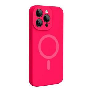 Husa Lemontti Liquid Silicon MagCharge compatibila cu iPhone 15 Pro, Roz Neon, protectie 360 grade, material fin, captusit cu microfibra imagine