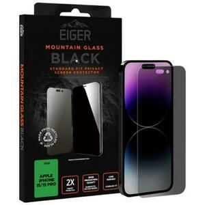 Folie de protectie Eiger Sticla 2.5D Mountain Glass Privacy pentru iPhone 15 / 15 Pro (Negru) imagine