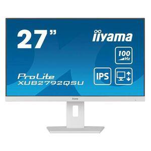 Monitor IPS LED Iiyama 27inch XUB2792QSU-W6, WQHD (2560 x 1440), HDMI, DisplayPort, Boxe, Pivot, 100 Hz, 0.4 ms (Alb) imagine
