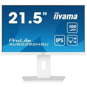 Monitor IPS LED Iiyama 21.5inch XUB2292HSU-W6, Full HD (1920 x 1080), HDMI, DisplayPort, Boxe, Pivot, 100 Hz, 0.4 ms (Alb) imagine