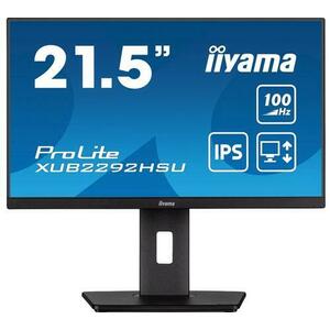 Monitor IPS LED Iiyama 21.5inch XUB2292HSU-B6, Full HD (1920 x 1080), HDMI, DisplayPort, Boxe, Pivot, 100 Hz, 0.4 ms (Negru) imagine