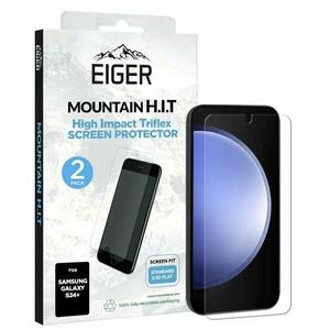 Folie Silicon Eiger Clear Triflex H.I.T pentru Samsung Galaxy S24 Plus Clear, pachet de 2 buc (Transparent) imagine