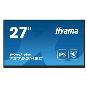 Monitor IPS LED Iiyama 27inch T2755MSC-B1, Full HD (1920 x 1080), HDMI, DisplayPort, Boxe, Touchscreen (Negru) imagine