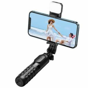 Selfie Stick Mcdodo Bluetooth compatibil cu telefoane de 3.5-6.7 inch, reglare 360 grade, telecomanda inclusa, lumina integrata (Negru) imagine