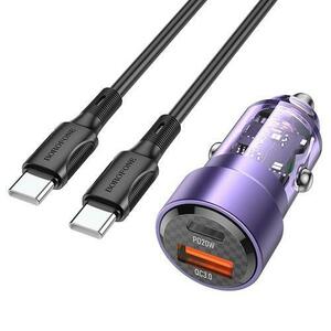 Incarcator Auto Cu Cablu USB-C Borofone BZ20 Smart, 38W, 3A, 1 x USB-A - 1 x USB-C, Mov imagine