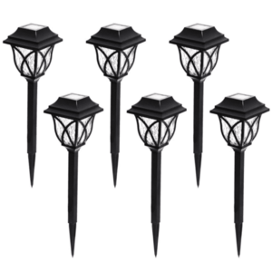 Set 6X Lampi solare pentru gradina tip felinar negru imagine