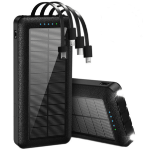 Baterie externa solara cu Cablu Lightning USB-C USB-A și MicroUSB - 10000mAh imagine