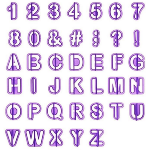 Set decupatoare litere si numere 40 piese Violet imagine
