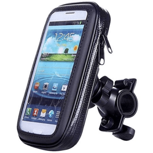 Suport husa telefon mobil LX 01 pentru bicicleta si motocicleta rezistent apa si socuri touchscreen rotativ negru imagine