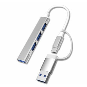 Adaptor Dongle Transfer de date tip C-USB si Splitter cu 4 porturi USB imagine