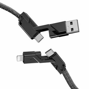 Cablu de Date USB C la C 4 in 1 cu Cablu Nailon Impletit Plan imagine