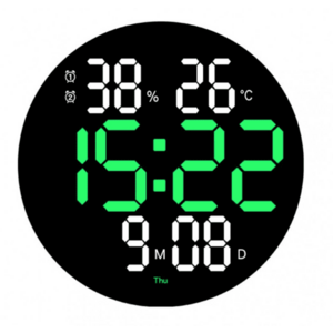 Ceas de perete electronic RD A329 afisaj VERDE temperatura umiditate data imagine